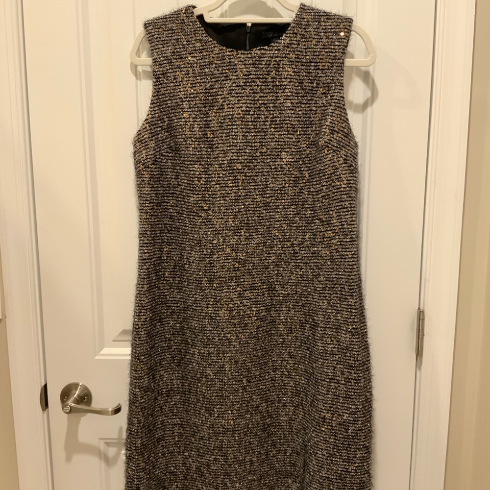 St. John Silver Sequin Sheath Mini Dress